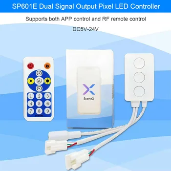 SP601E;led bluetooth pixel controller;dual output;supports both smart phone APP and RF remote;DC5-24V input
SP601E;led bluetooth pixel controller;dual output;supports both smart phone APP and RF remote;DC5-24V input