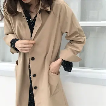 Trench Korean chic Women's Long Coat Split Fork Sleeve Fashion Simple Lapel Long Sleeve Single-breasted Trench Khaki Black Coat
Trench Korean chic Women's Long Coat Split Fork Sleeve Fashion Simple Lapel Long Sleeve Single-breasted Trench Khaki Black Coat
