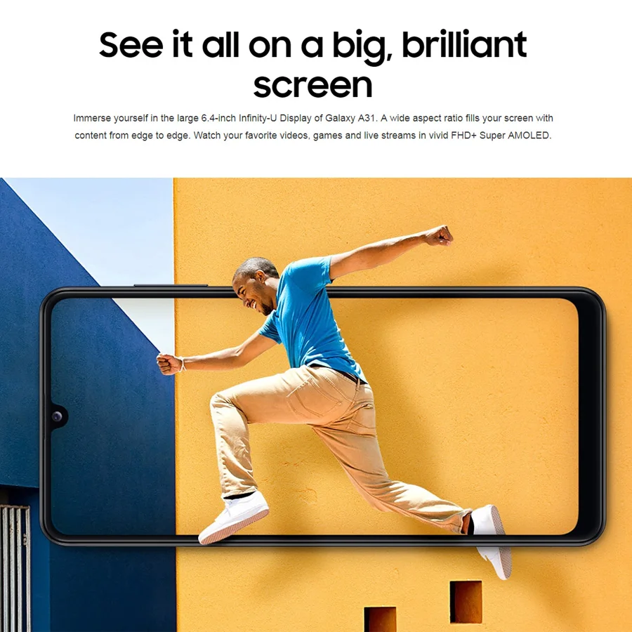 Global Version Samsung Galaxy A31 A315G/DS Mobile Phone 6GB RAM 128GB ROM Octa Core 6.4"1080x2400 5000mAh 4Camera NFC Android 10 1 H4a61d6cee87c49ccb0c5aa327e822f75L