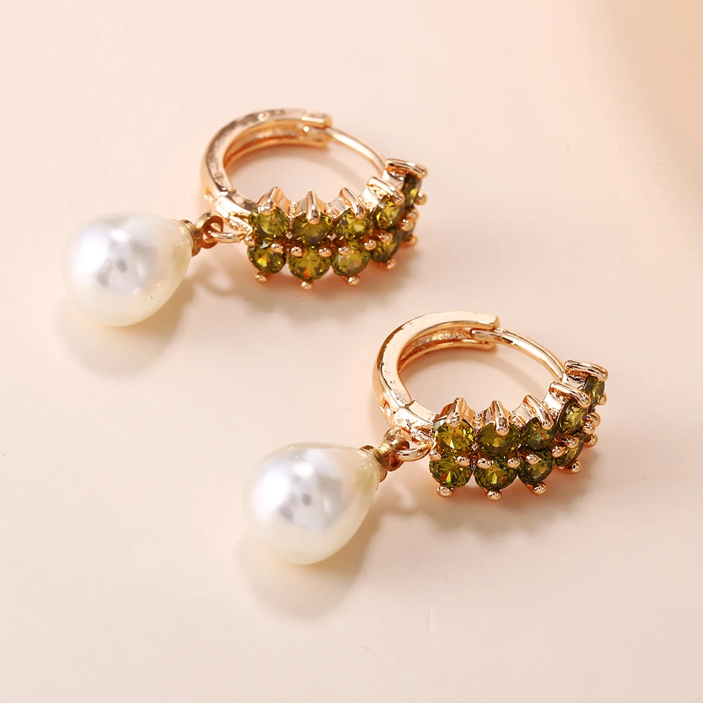 Фото New Gold Silver Color Micro-wax Inlay Natural Zircon Shell Pearls Dangle Earrings Women Wedding Party Noble Hyperbole Jewelry | Украшения и