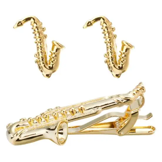 Новые запонки Arri дизайнерские для золотого саксофона зажимы галстука набор
