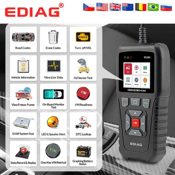 EDIAG OBD2 Scanner YA301 Car Code Reader for Check Engine Light O2 Sensor EVAP Test On-Board Monitor Test Mode 6 Smog Check
EDIAG OBD2 Scanner YA301 Car Code Reader for Check Engine Light O2 Sensor EVAP Test On-Board Monitor Test Mode 6 Smog Check