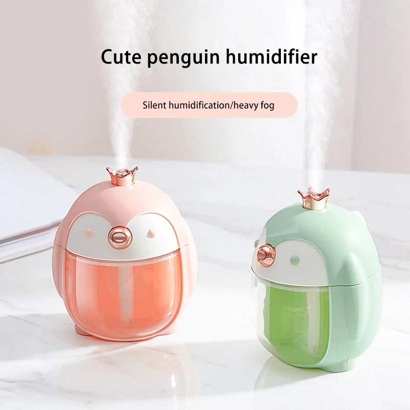 

300ML Cute Penguin Humidifier With Night Lights Home Desktop Mute USB Humidificador Large Capacity Humidification Atomizer