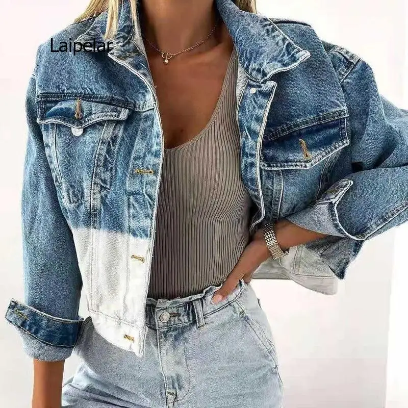 Streetwear Denim Jacket Women Fall Winter Long Sleeve Patchwork Color Lapel Loose Women's soft cotton Jacket
Streetwear Denim Jacket Women Fall Winter Long Sleeve Patchwork Color Lapel Loose Women's soft cotton Jacket