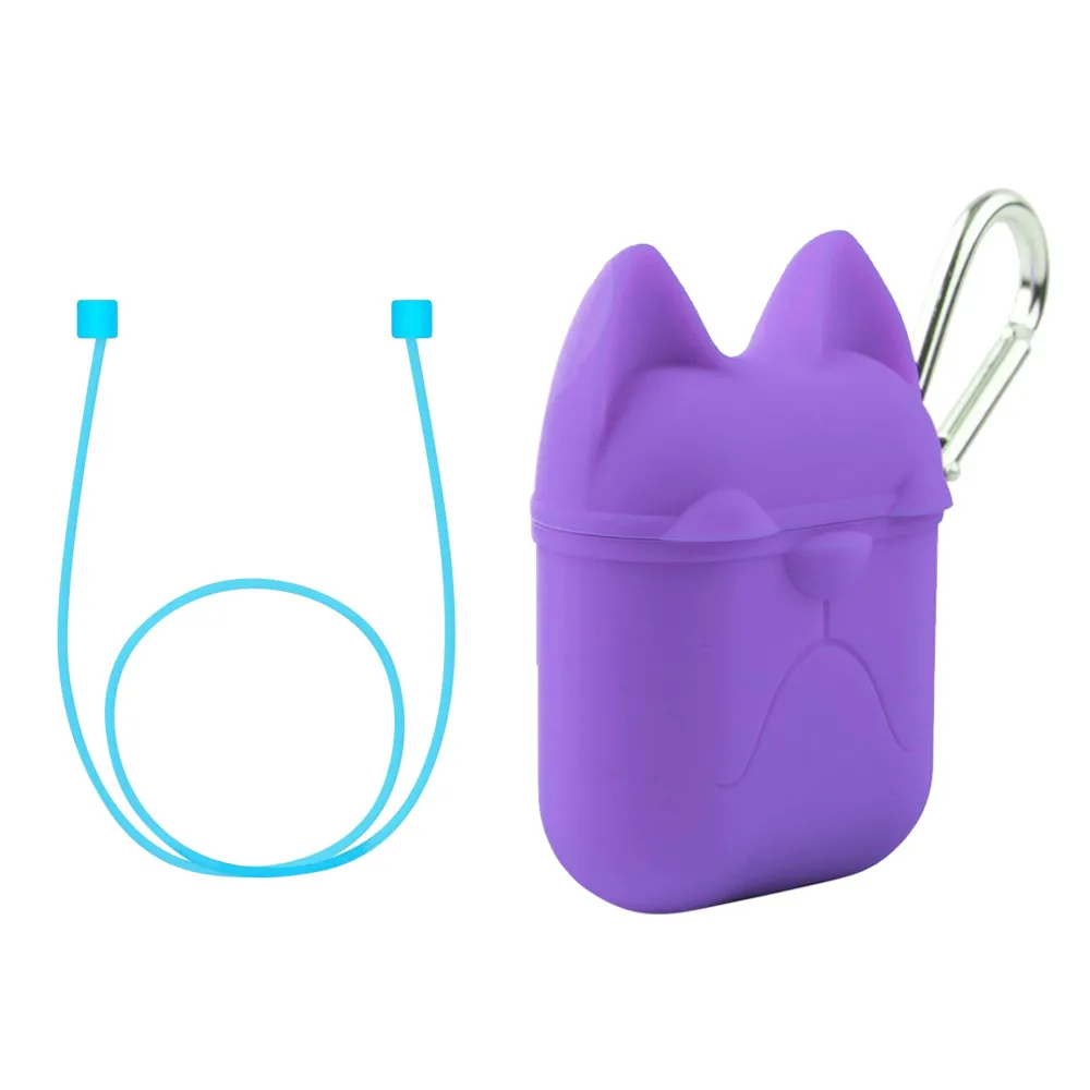 Bulldog Earphone Silicone Case Cover Pouch For Apple Airpods New + AirPods Strap