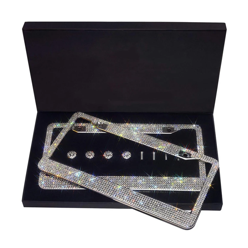 Bling Crystal License Plate Frame Luxury Handcrafted Rhinestone Car Frame Plate with 2 Matching Crystal Screw Cap Cover
Bling Crystal License Plate Frame Luxury Handcrafted Rhinestone Car Frame Plate with 2 Matching Crystal Screw Cap Cover