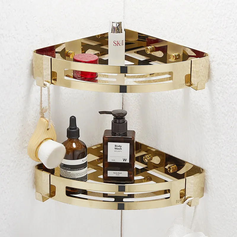 304 Stainless Steel Bathroom Corner Shelf Shower Gel Rack Shampoo Caddy Holder Wall Mount Nail Punched Basket Bath Hardware Gold
304 Stainless Steel Bathroom Corner Shelf Shower Gel Rack Shampoo Caddy Holder Wall Mount Nail Punched Basket Bath Hardware Gold