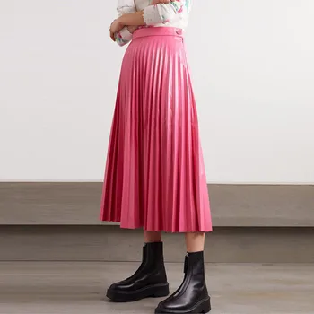 High Waist Women Pleated Midi Skirt 2020 New Pink Female A-line Zipper Long Skirts
High Waist Women Pleated Midi Skirt 2020 New Pink Female A-line Zipper Long Skirts