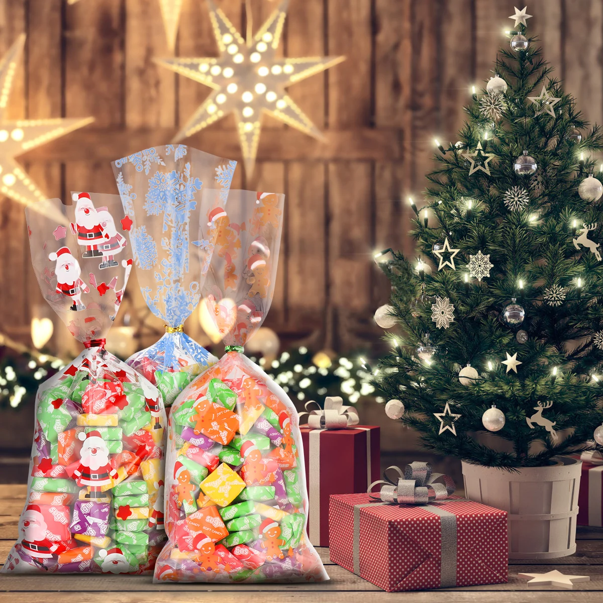 200PCS Christmas Treat Bags with 300PCS Twist Ties Creative Transparent Multipurpose Party Favors Wraps for Banquet Xmas
200PCS Christmas Treat Bags with 300PCS Twist Ties Creative Transparent Multipurpose Party Favors Wraps for Banquet Xmas