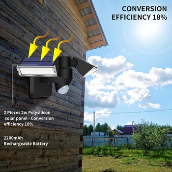 Waterproof Dual Head Solar Wall Light Adjustable Automatically Motion Sensor Recharging Fence Landscape Angle Yard Lamp 
Waterproof Dual Head Solar Wall Light Adjustable Automatically Motion Sensor Recharging Fence Landscape Angle Yard Lamp