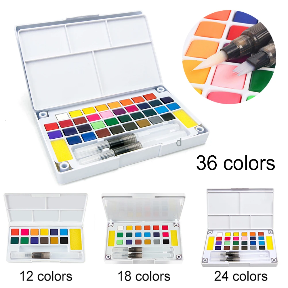 12/18/24/36 Solid Watercolor Paint Set With Water Brush Pen Foldable Travel Water Color Pigment For Draw Painting Water Color
12/18/24/36 Solid Watercolor Paint Set With Water Brush Pen Foldable Travel Water Color Pigment For Draw Painting Water Color