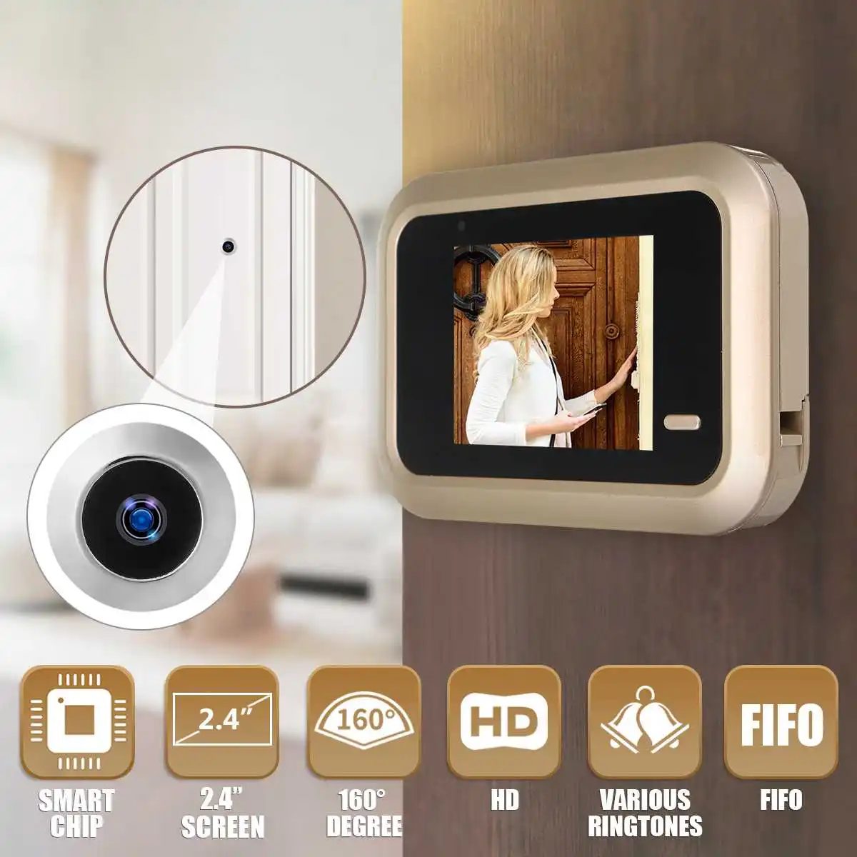 2.4 Inch LCD TFT Digital Doorbells 160 Degrees View Angle Monitoring Camera Rechargeable Wireless Home Security Smart Doorbells
2.4 Inch LCD TFT Digital Doorbells 160 Degrees View Angle Monitoring Camera Rechargeable Wireless Home Security Smart Doorbells