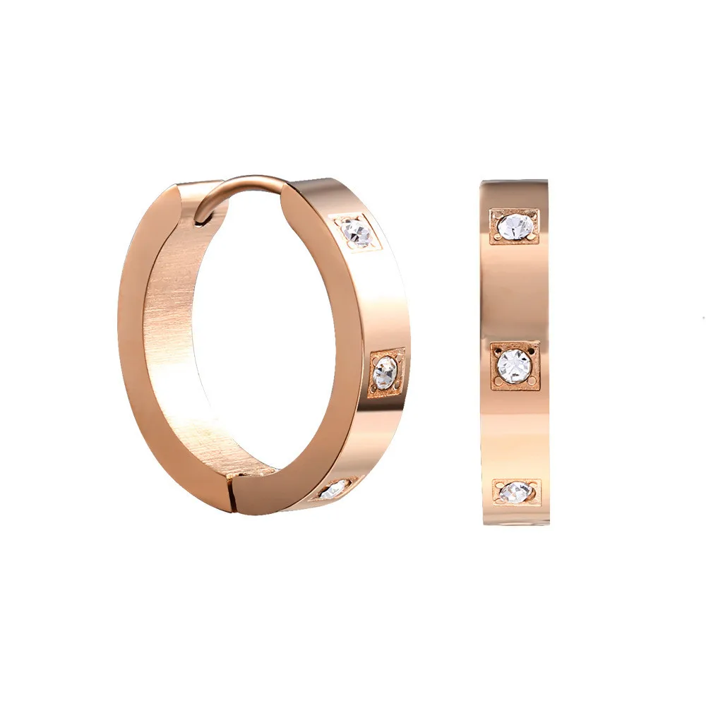 Fashion Hoop Crystal Earrings Women's Stainless Steel Jewelry Rose Gold Luxury Designer Love Huggies Earrings Woman Accessories 
Fashion Hoop Crystal Earrings Women's Stainless Steel Jewelry Rose Gold Luxury Designer Love Huggies Earrings Woman Accessories