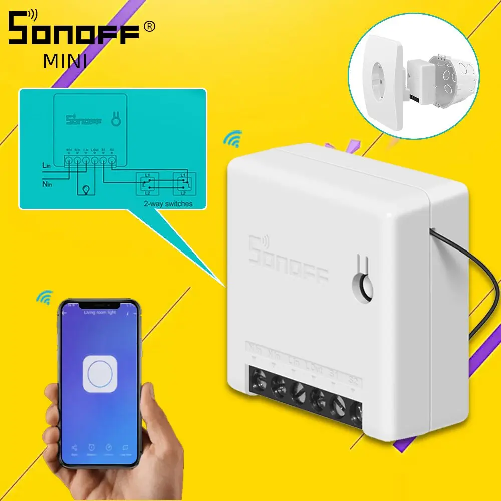 SONOFF Basic/MINI Two Way Wifi Smart Switch Small APP/LAN/Voice/Remote Control DIY Support one External Switch Google Home Alexa
SONOFF Basic/MINI Two Way Wifi Smart Switch Small APP/LAN/Voice/Remote Control DIY Support one External Switch Google Home Alexa