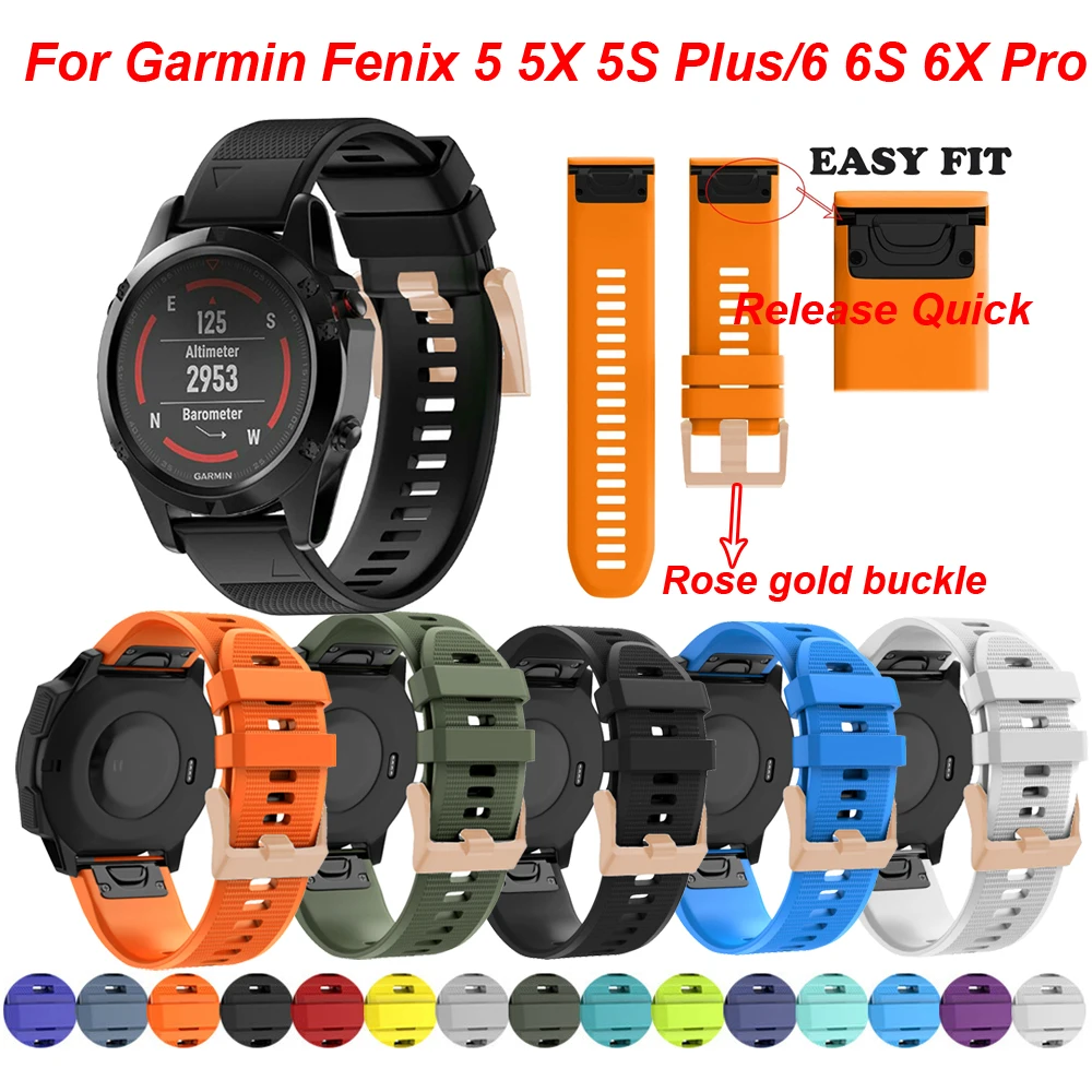 Ремешок для наручных часов Garmin Fenix 6s pro 6X 6 5X 5S Plus 935 3HR быстросъемный силиконовый