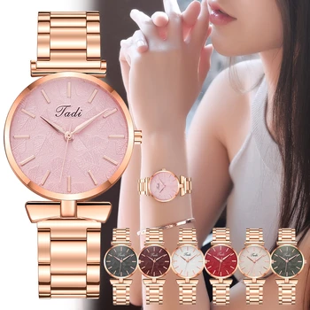 Tadi Brand Women Rose Gold Stainless Steel Leaf Dial Watches Luxury Ladies Quartz Analog Watches Zegarek Damski For Gift Clock
Tadi Brand Women Rose Gold Stainless Steel Leaf Dial Watches Luxury Ladies Quartz Analog Watches Zegarek Damski For Gift Clock