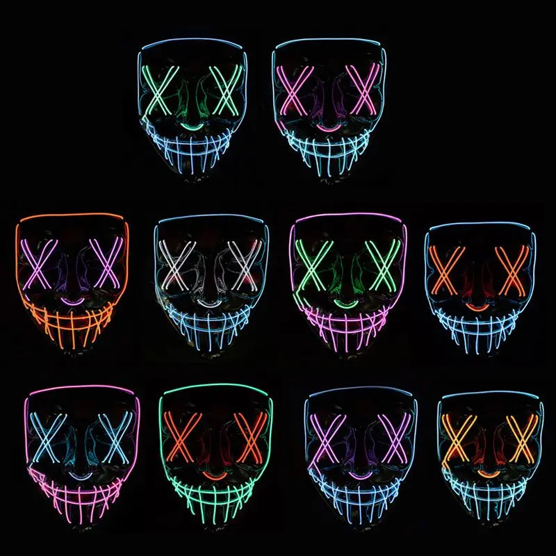 Led Mask Halloween Party Masque Masquerade Maske Light Glow In The Dark Two-color Horror Glowing Purge For Clubs Parties Rave
Led Mask Halloween Party Masque Masquerade Maske Light Glow In The Dark Two-color Horror Glowing Purge For Clubs Parties Rave