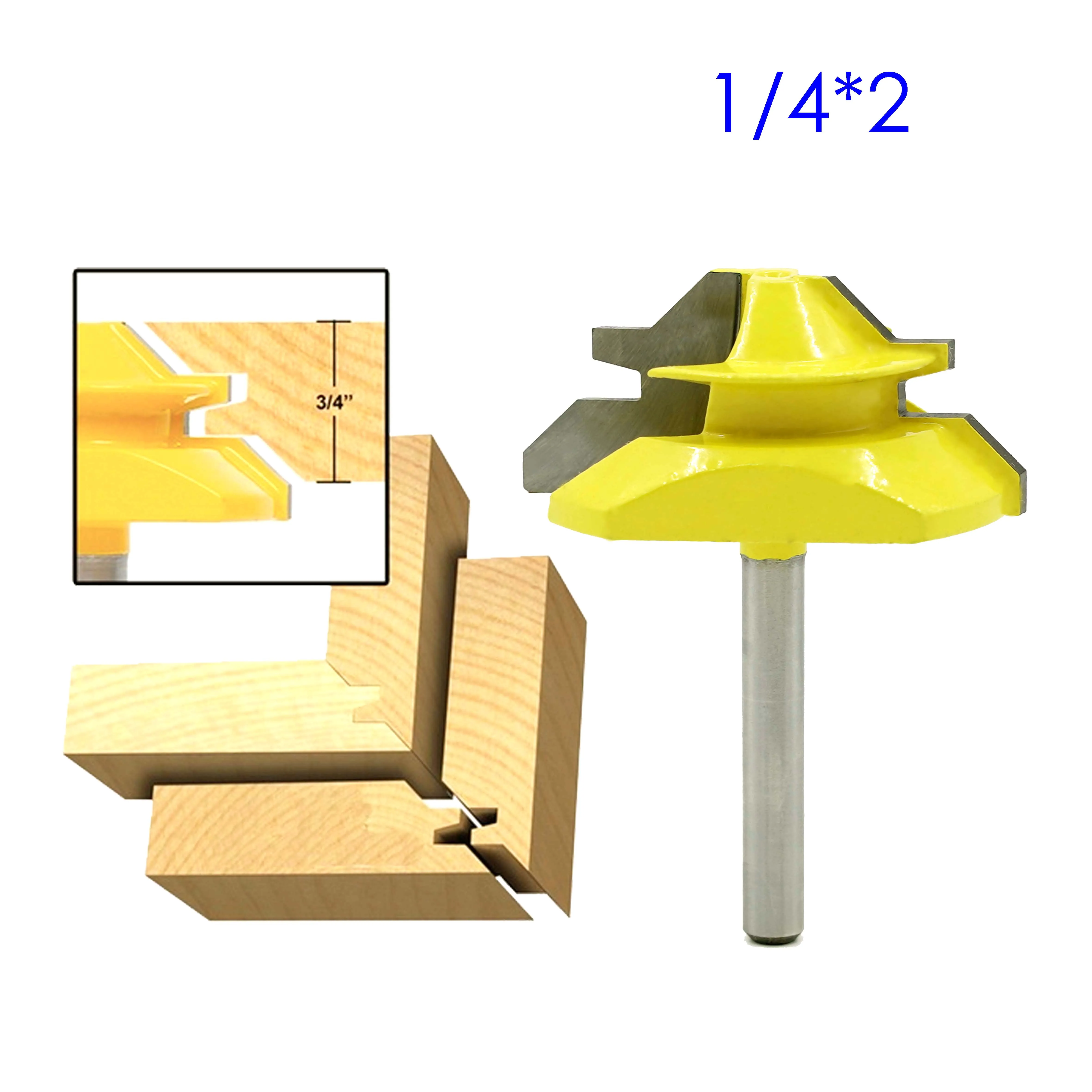 1PC 1/4" Shank 45 Degree Mortise Tenon Knife Medium Lock Miter Router Bit 3/4" Stock Woodworking Carbide End Mill
1PC 1/4" Shank 45 Degree Mortise Tenon Knife Medium Lock Miter Router Bit 3/4" Stock Woodworking Carbide End Mill