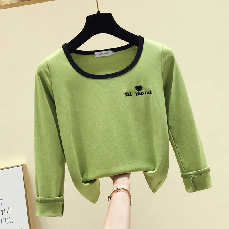 Long Sleeve T-shirt Woman Spring and Autumn 2020 New Slim Embroidered U-collar Cotton T-shirts Girls New Tee Shirts Tees Top
Long Sleeve T-shirt Woman Spring and Autumn 2020 New Slim Embroidered U-collar Cotton T-shirts Girls New Tee Shirts Tees Top