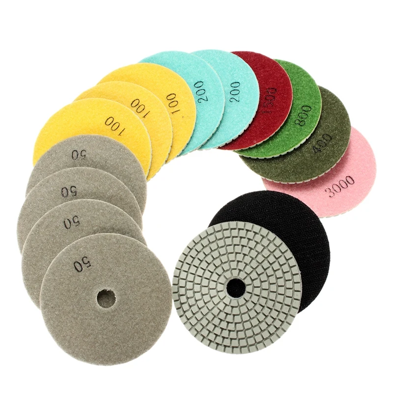 15Pc 4 Inch Diamond Polishing Pads Wet/Dry Set Kit Granite Stone Polishing Pads with Backing Pad Backer
15Pc 4 Inch Diamond Polishing Pads Wet/Dry Set Kit Granite Stone Polishing Pads with Backing Pad Backer
