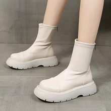 Women Black Boot Fashion Round Toe Platform Korean Style shoes zip Short Tube Chelsea Boot
Women Black Boot Fashion Round Toe Platform Korean Style shoes zip Short Tube Chelsea Boot