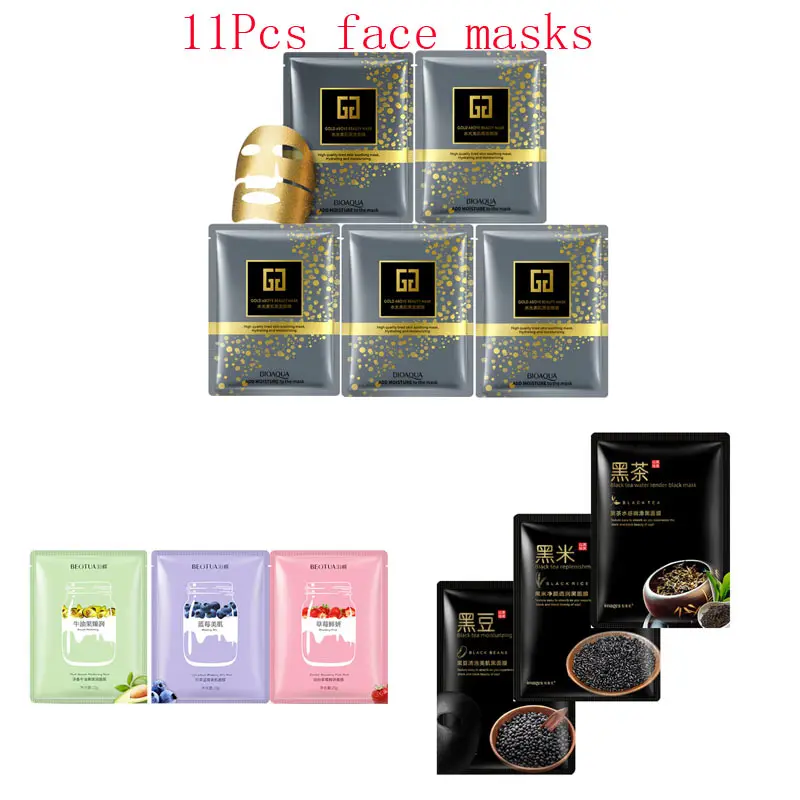 11Pcs mixed 24K Gold mask fruit Remove blackheads Collagen Face Mask Moisturizing Anti-Aging black Facial Masks face skin care
11Pcs mixed 24K Gold mask fruit Remove blackheads Collagen Face Mask Moisturizing Anti-Aging black Facial Masks face skin care