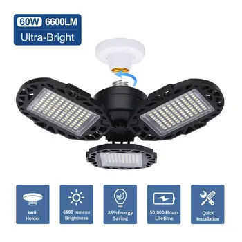 60W LED Garage Lights 6600LM E26 Deformable LED Garage Ceiling Lights Three-Leaf Shop Light For Warehouse Barn Garage 6000K
60W LED Garage Lights 6600LM E26 Deformable LED Garage Ceiling Lights Three-Leaf Shop Light For Warehouse Barn Garage 6000K
