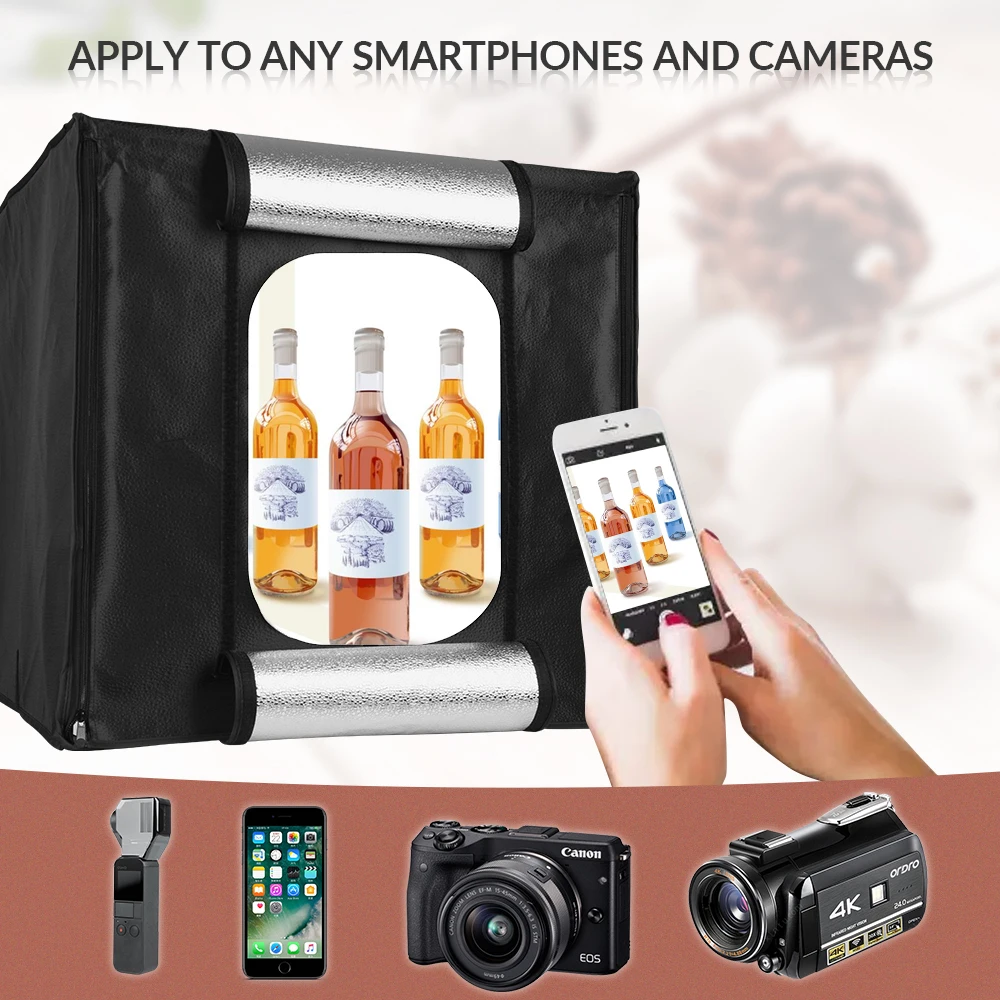 50cm*50cm Dimmable Lightbox Folding Photo Studio Photography Box Portable Photo Shooting Tent Kit 3pcs Background Accessories
50cm*50cm Dimmable Lightbox Folding Photo Studio Photography Box Portable Photo Shooting Tent Kit 3pcs Background Accessories