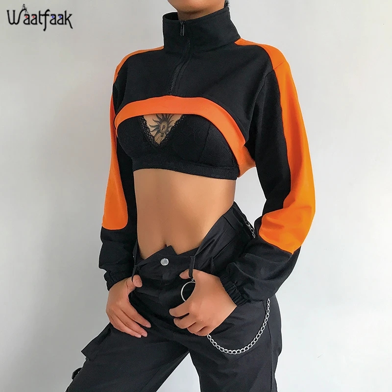 Waatfaak Turtleneck Black Streetwear Cropped Hoodies Sweatshirt Women Patchwork Zipper Up Sweatshirt Harajuku Sweat Femme Autumn
Waatfaak Turtleneck Black Streetwear Cropped Hoodies Sweatshirt Women Patchwork Zipper Up Sweatshirt Harajuku Sweat Femme Autumn