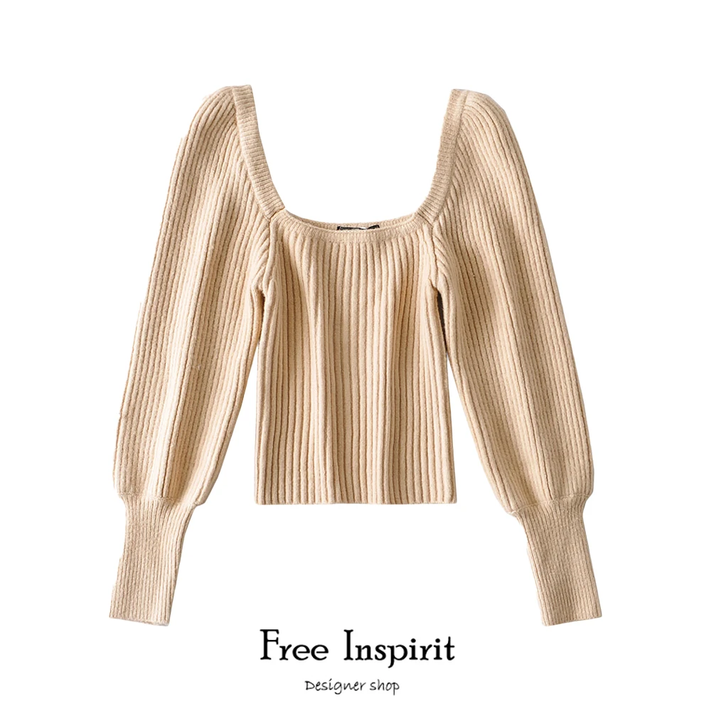 2020 Free Inspirit New Arrival Winter Female Square Collar Pullovers Short Knitted Solid Puff Sleeve Women's Vintage Sweater
2020 Free Inspirit New Arrival Winter Female Square Collar Pullovers Short Knitted Solid Puff Sleeve Women's Vintage Sweater
