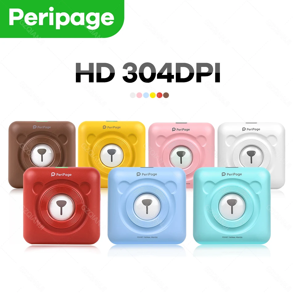 Мини-принтер Peripage карманный A6 304 точек/дюйм bluetooth термопринтер зеленый цвет для