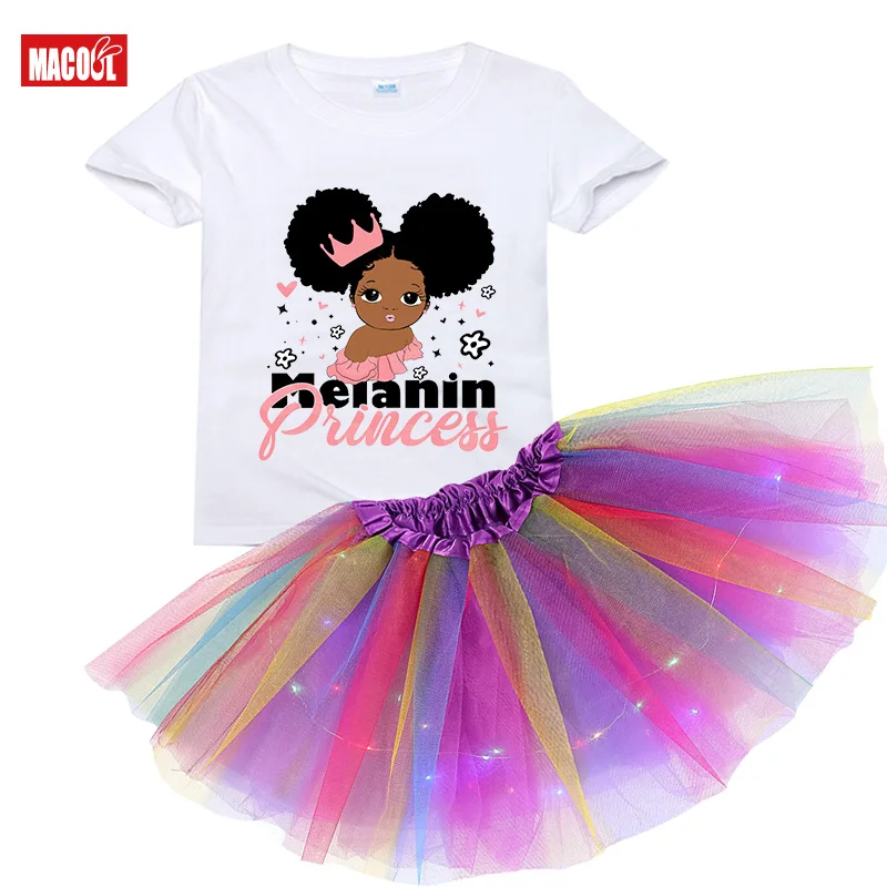 Kids Girls Dress Party Casual Dress Black African Curly Hair Girl Short Sleeve Printed Cartoon T-shirt+Skirt Christmas present
Kids Girls Dress Party Casual Dress Black African Curly Hair Girl Short Sleeve Printed Cartoon T-shirt+Skirt Christmas present