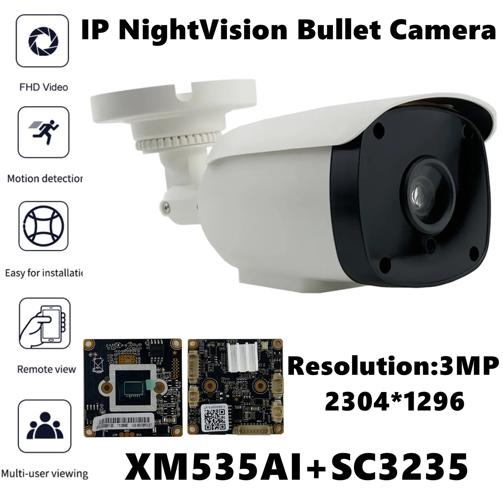 Цилиндрическая IP-камера XM535AI + SC3235 3 Мп 2304x1296 6 матричных светодиодов инфракрасный
