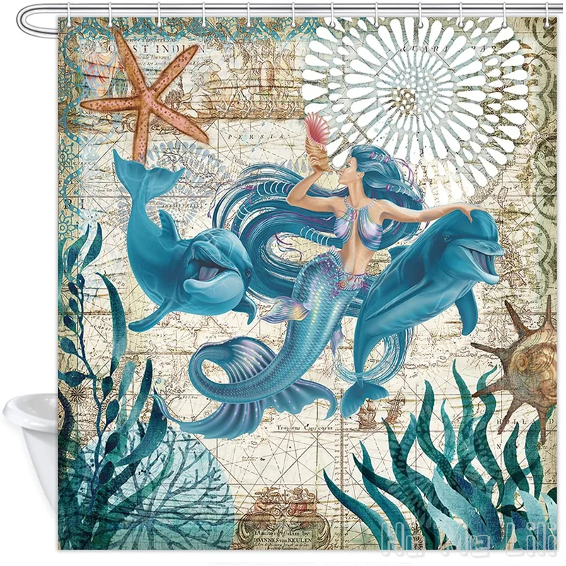 Beach By Ho Me Lili Shower Curtain Blue Mermaid Whale Ocean Bathroom Decor Set Waterproof Fabric With Hooks
Beach By Ho Me Lili Shower Curtain Blue Mermaid Whale Ocean Bathroom Decor Set Waterproof Fabric With Hooks
