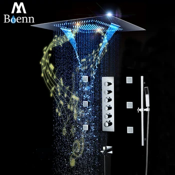 M Boenn Shower Systems Bathroom Faucets luxury Music LED ShowerHeads 80*60cm Rain Shower Set Thermostatic Concealed Mixer Brass
M Boenn Shower Systems Bathroom Faucets luxury Music LED ShowerHeads 80*60cm Rain Shower Set Thermostatic Concealed Mixer Brass