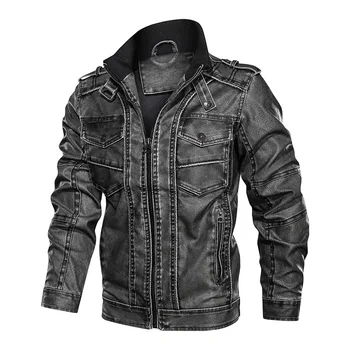 men leather jacket Spring autumn new men stand-up collar solid color PU coats motorcycle washed leather clothing men large size
men leather jacket Spring autumn new men stand-up collar solid color PU coats motorcycle washed leather clothing men large size