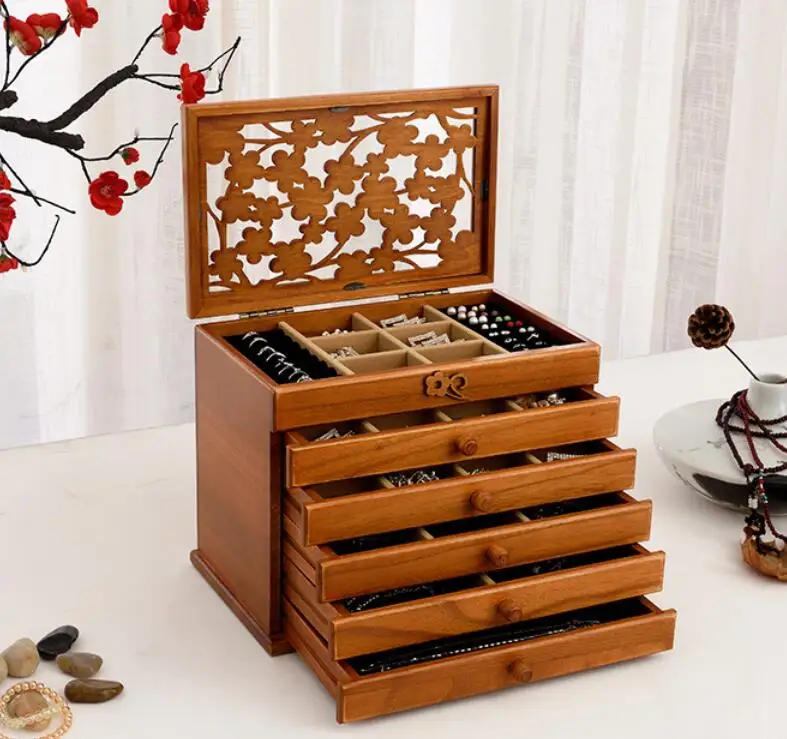 Шкатулка для ювелирных изделий из натурального дерева 31x20x25 см|organizer storage box|storage