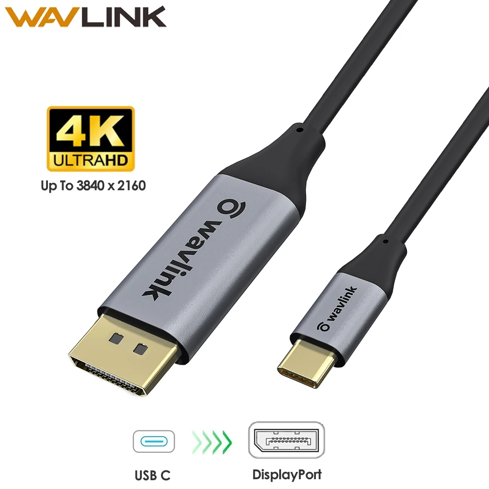 Wavlink USB-C To DisplayPort Male Cable Type C to DP Adapter Converter Resolution up to 3840*2160 4K@60HZ For PC Laptop LCD TV
Wavlink USB-C To DisplayPort Male Cable Type C to DP Adapter Converter Resolution up to 3840*2160 4K@60HZ For PC Laptop LCD TV