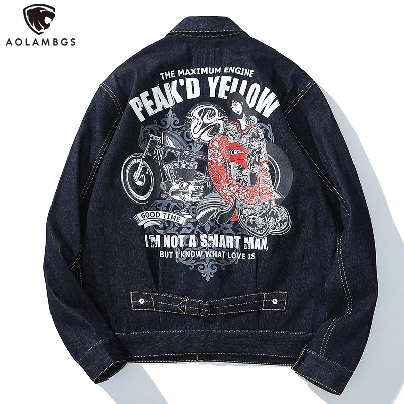 Aolamegs Men's Punk Denim Jacket Autumn Hip Hop Retro Chinese Outwear Harajuku High Street Oversize Streetwear Geisha Print Coat
Aolamegs Men's Punk Denim Jacket Autumn Hip Hop Retro Chinese Outwear Harajuku High Street Oversize Streetwear Geisha Print Coat