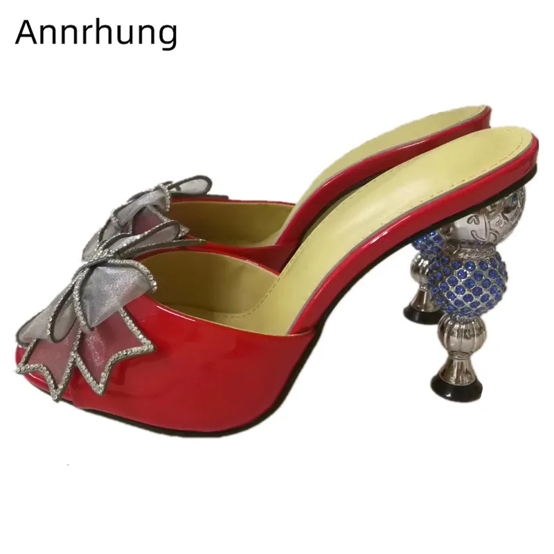Bling Lace Butterfly Knot Slippers Women Rhinestone Strange Ball Heel Catwalk Shoes Peep Toe Patent Leather High Heels Slippers
Bling Lace Butterfly Knot Slippers Women Rhinestone Strange Ball Heel Catwalk Shoes Peep Toe Patent Leather High Heels Slippers
