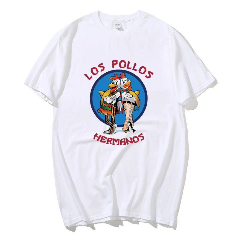 Мужская модная футболка с надписью во все тяжкие LOS POLLOS Hermanos коротким рукавом