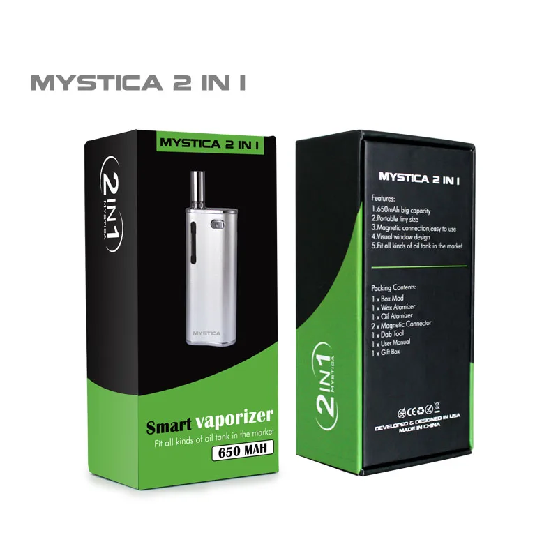 Authentic Airis Mystica 2 In 1 VV Kit Wax Ce3 Oil Vaporizer Starter Kits 650mAh Box Mod Mini Vape Dual Quartz Coil
Authentic Airis Mystica 2 In 1 VV Kit Wax Ce3 Oil Vaporizer Starter Kits 650mAh Box Mod Mini Vape Dual Quartz Coil