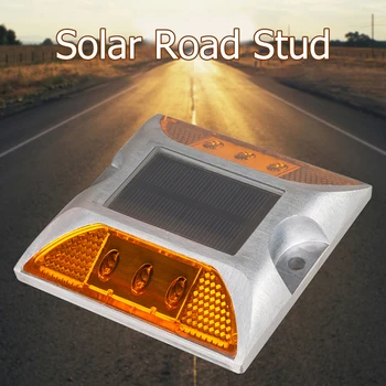 2pcs Waterproof Aluminum Outdoor Solar Powered Road Stud Light Reflective Warning Double-sided 6LED Induction Ground Path Lamp