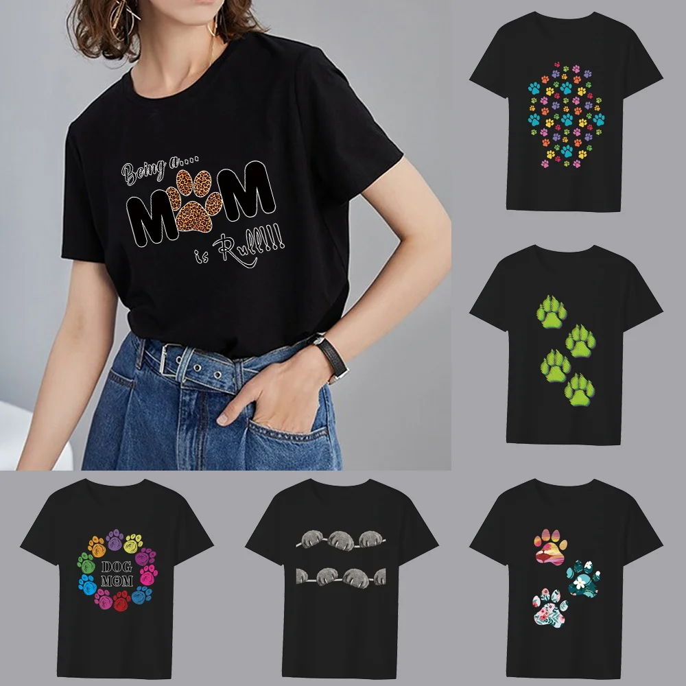 T-shirt Women's Clothing Black Casual Slim Tops Footprint Pattern Printing Series Ladies Commuter Short-sleeved O-neck T-shirt
T-shirt Women's Clothing Black Casual Slim Tops Footprint Pattern Printing Series Ladies Commuter Short-sleeved O-neck T-shirt