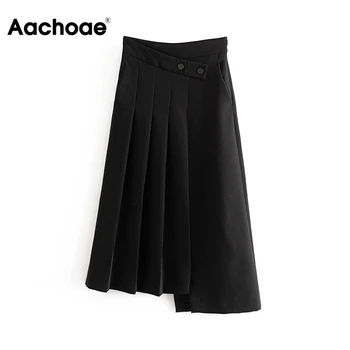 Women Fashion Office Wear Black Midi Skirt 2020 Stylish Asymmetrical Pleated Split Skirts Ladies Chic High Waist Solid Skirt 
Women Fashion Office Wear Black Midi Skirt 2020 Stylish Asymmetrical Pleated Split Skirts Ladies Chic High Waist Solid Skirt