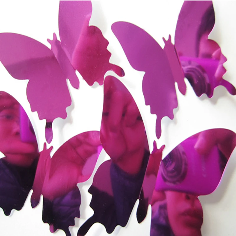 24 шт. 3D зеркала настенное украшение в виде бабочки Наклейки на стены искусства