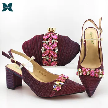 2020 Italian design High Quality Women Wedding Shoes and Bag Set Decorated with Rhinestone Wedding Shoe and Bag Sets in Magenta
2020 Italian design High Quality Women Wedding Shoes and Bag Set Decorated with Rhinestone Wedding Shoe and Bag Sets in Magenta