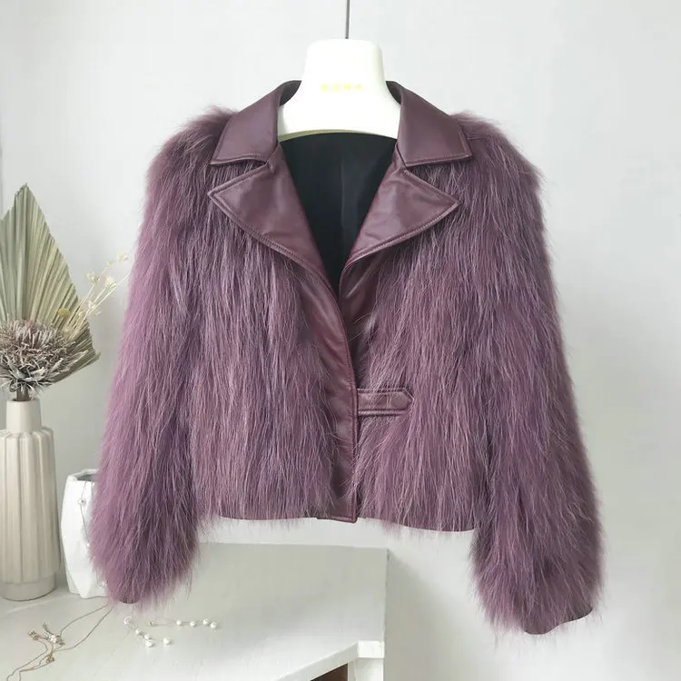 genuine leather jacket women's genuine raccoon fur coats (14)