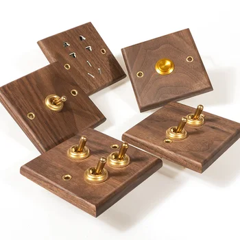 Household Wall Light Toggle Switch Panel Retro Black Walnut Solid Wood Brass Old-fashioned Personality Creative 2 Way Switch
Household Wall Light Toggle Switch Panel Retro Black Walnut Solid Wood Brass Old-fashioned Personality Creative 2 Way Switch
