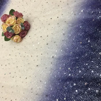 

Ombre Stars Moons Lace Tulle Fabric Gradient Glitter lace Fabric For Costume Design Evening Dress Performance Cloth 2 Yards